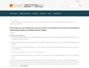 La CNMC acusa a once empresas informáticas de crear un cártel para repartirse el pastel de las Administraciones Públicas